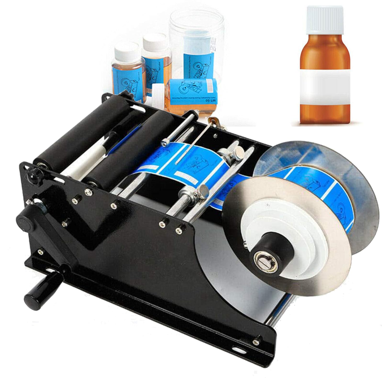 Machine d'étiquetage manuelle de bouteilles rondes avec poignée ergonomique modèle A
