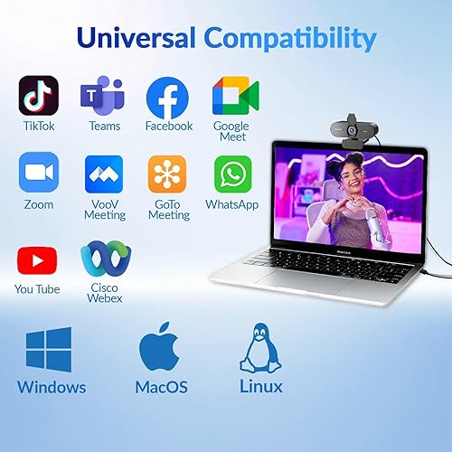 Miniatura 9 de Cámara web 4K para PC con enfoque automático dual PDAF y CDAF, Ultra 4K HD, 2 micrófonos de reducción de ruido, corrección automática de luz, USB-A,