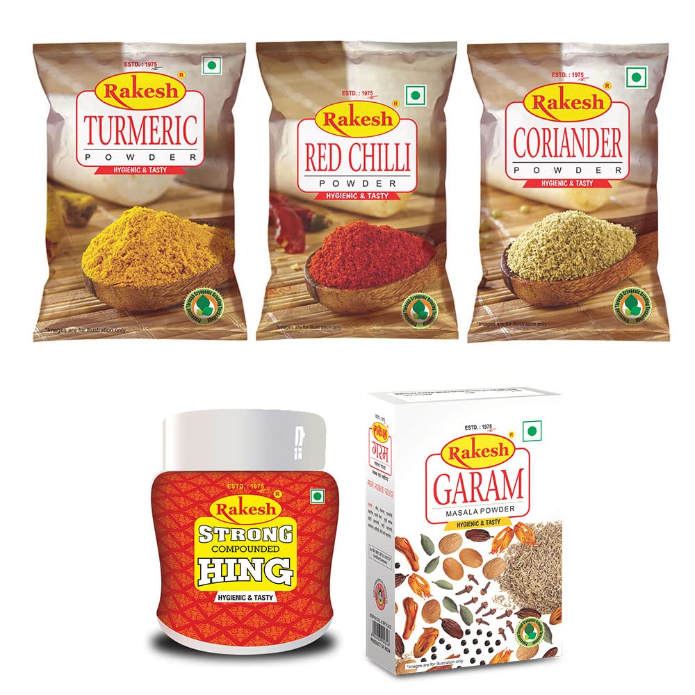 Rakesh Group Masala Combo Pack(Haldi Powder, Lal Mirch Powder, Dhania Powder, Garam Masala Powder, Hing Powder )-1 Pcs Each,725 Grams (B09XHV3TFT) Amazon Price History, Amazon Price Tracker