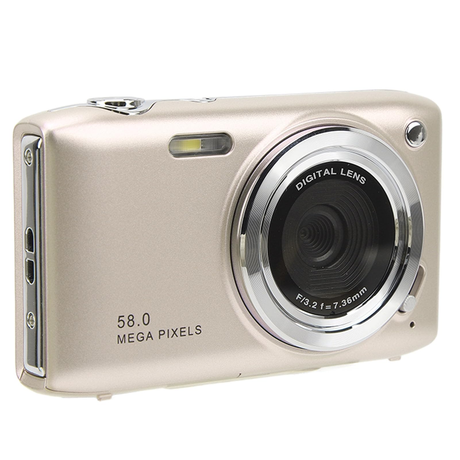 Fotocamera Digitale, 4K HD 58MP Zoom 16X Macro Focale Fissa Schermo da 2,88 Pollici Videocamere per Fotografia Temporizzata, con Cinturino, per Varie Scene (GOLD)