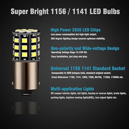 Miniatura 9 de Antline 3157 7443 1156 1157 194 bombillas LED blancas, 12  24 V, 1000 lúmenes, repuesto para luces de marcha atrás, luces de freno traseras, luces