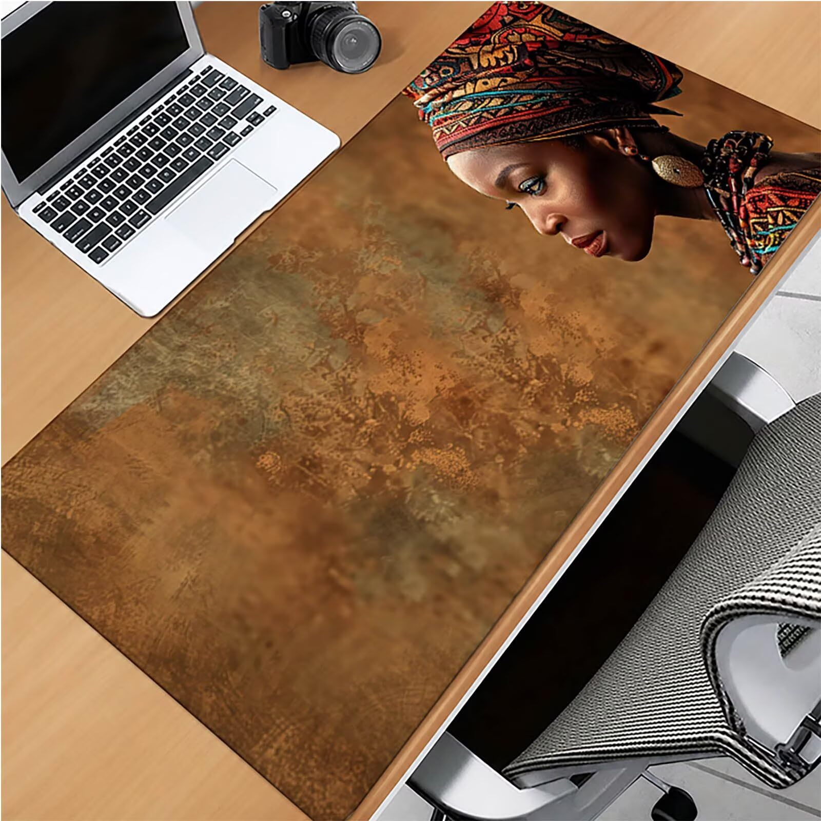 Negro Alfombrilla Ratón XXL 1600x800x3mm, Mujeres Africanas Mousepad H-7240 | Alfombrilla Ratón Gaming Mejora la Precisión y la Velocidad, Alfombrilla Escritorio para Jugadores de PC, Oficina