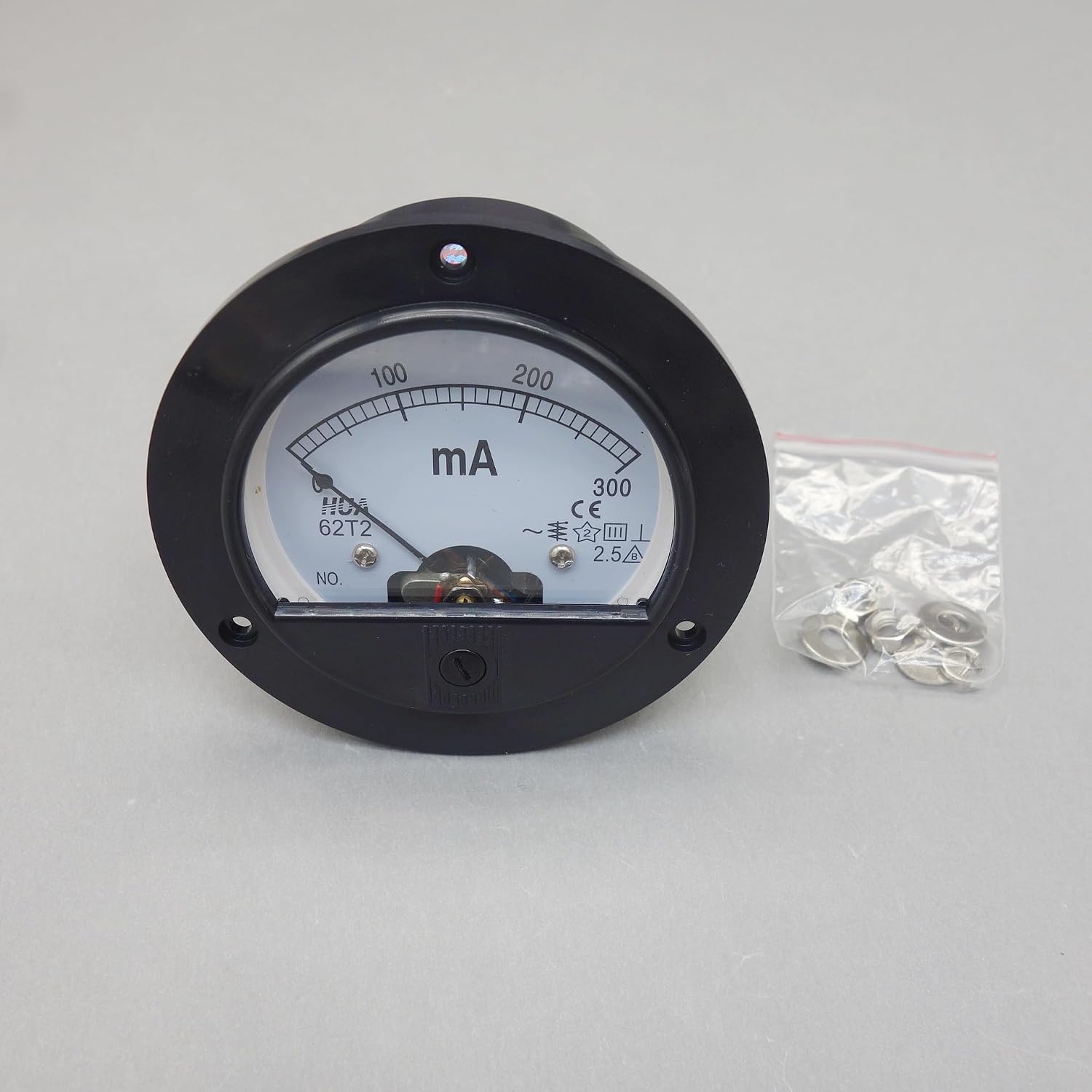 62T2 AC milliammeter 0-300mA Round Analog Ammeter Panel AMP Meter Dia. 90mm
