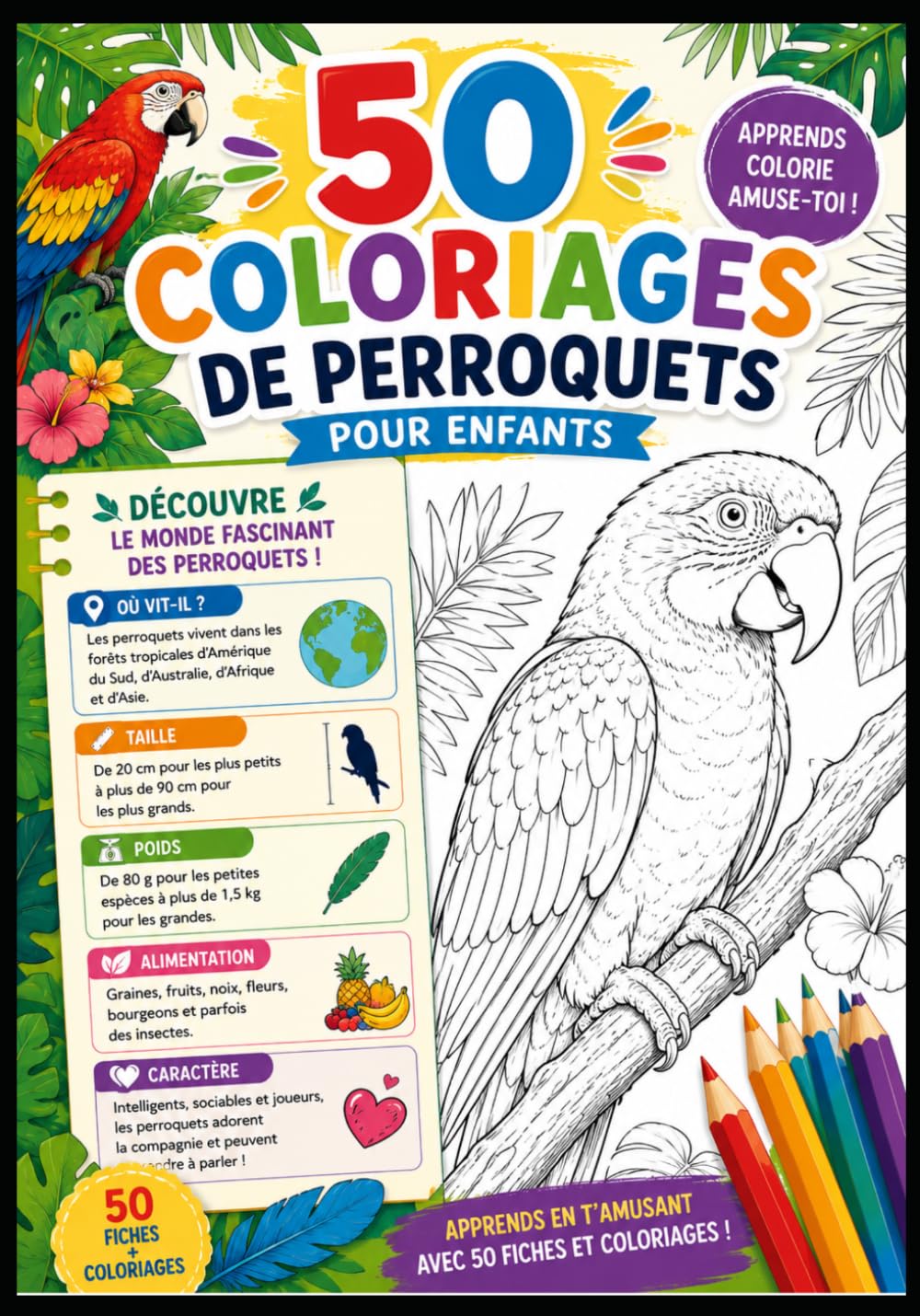 livre de coloriage: Les perroquets du monde