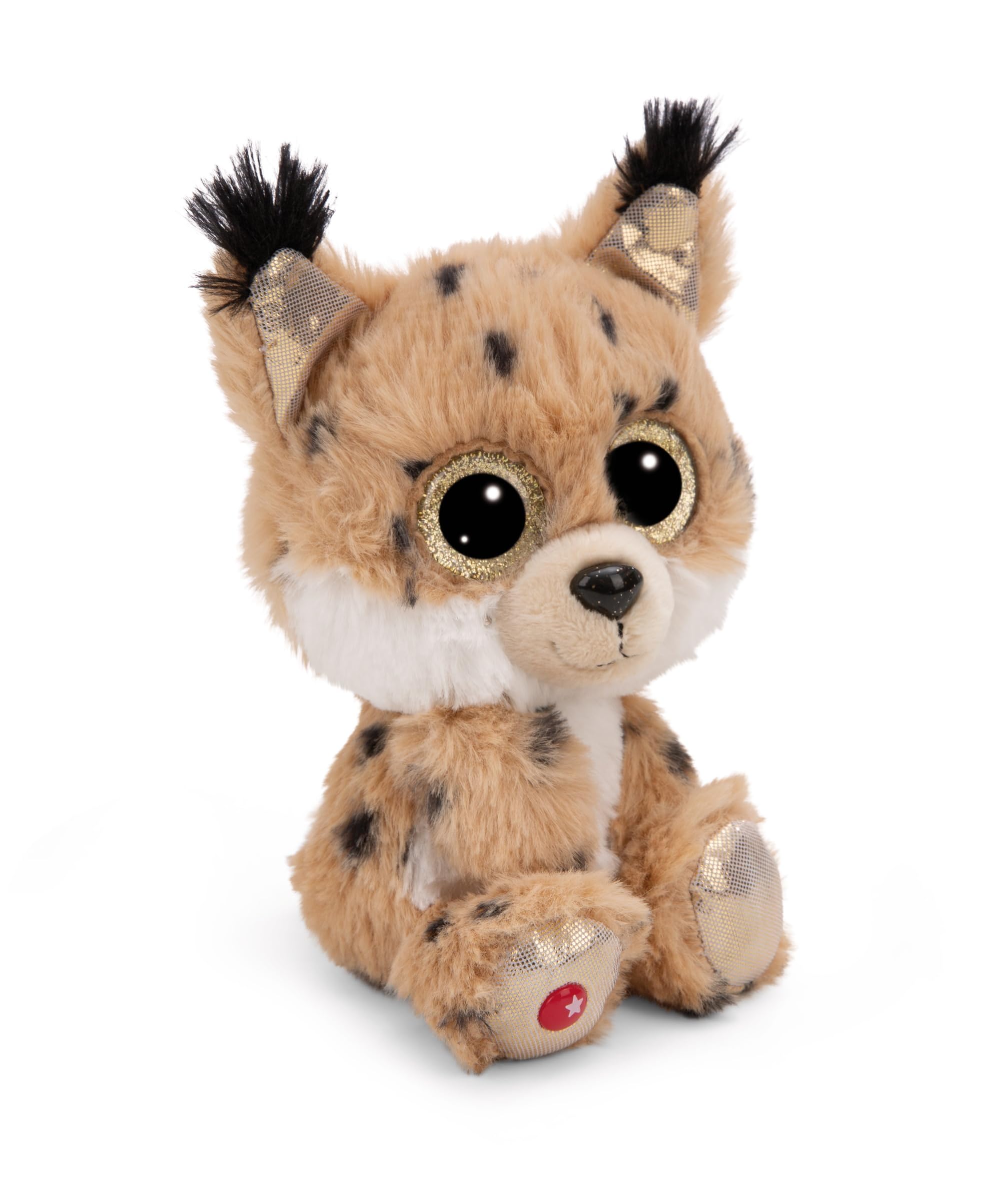 NICI GLUBSCHIS Lynx Lenzo 15cm - Cuddly Toy Lynx With Big Glitter Eyes - Soft Toy For Plushie Lovers - Stuffed Animal - 49295