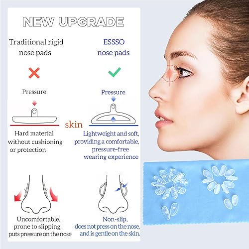 Miniatura 6 de ESSSO - 12 pares de almohadillas de nariz de silicona suaves similares a gelatina y cámara de aire, kit de repuesto de almohadillas de nariz para