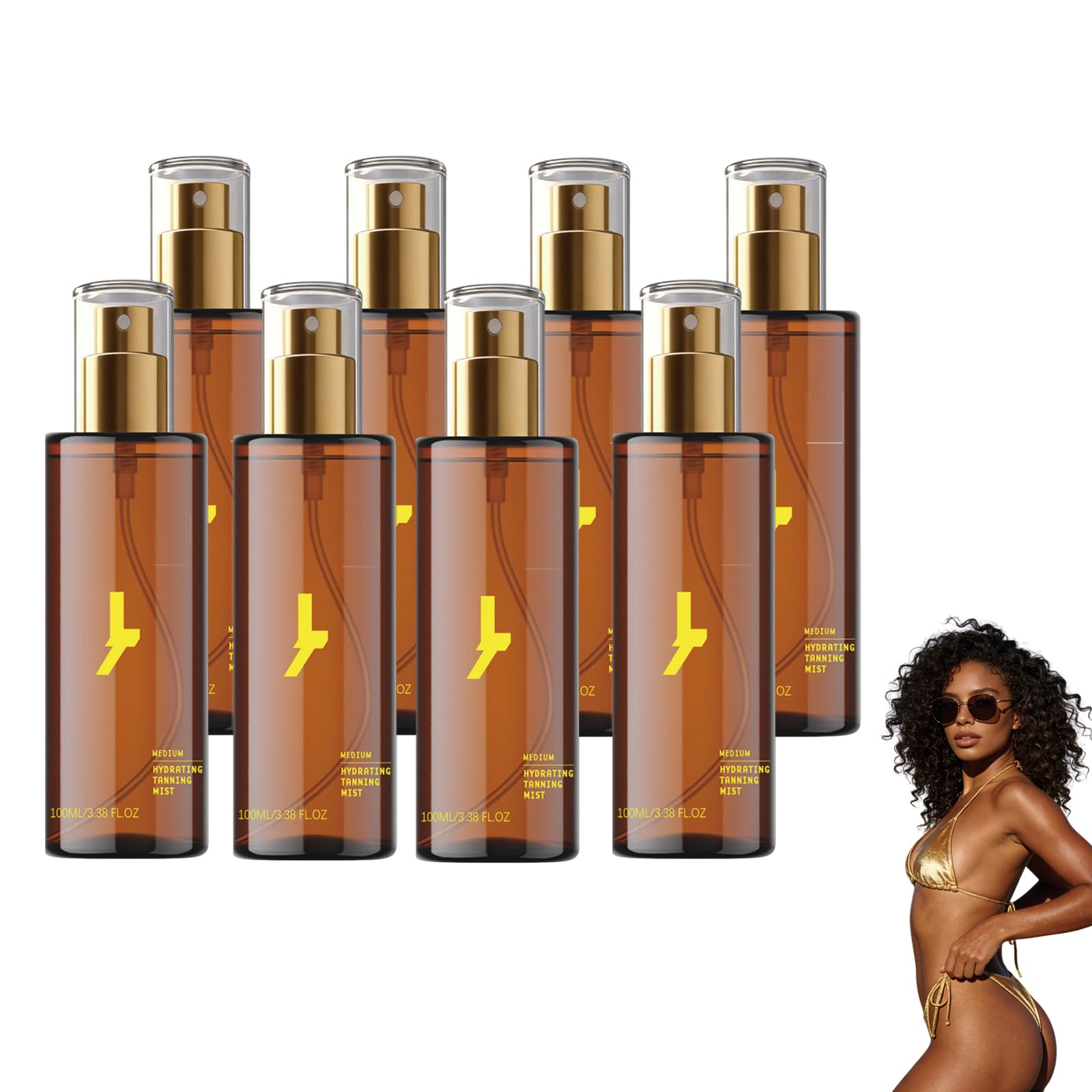 Medium Hydrating Tanning Mist – Bräunungsspray für Körper und Gesicht – Selbstbräunungsnebel, 3,38 fl oz feuchtigkeitsspendender Selbstbräunernebel mit DHA, 100 ml Selbstbräunerspray (8 Flaschen)