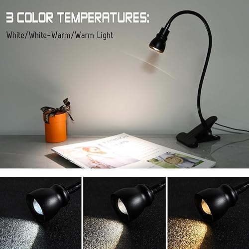 Miniatura 3 de LED Clip lámpara de escritorio, Cabecero de luz con fuerte abrazadera, luz de lectura de cama con 3000k-6500K Ajustable Temperatura de color