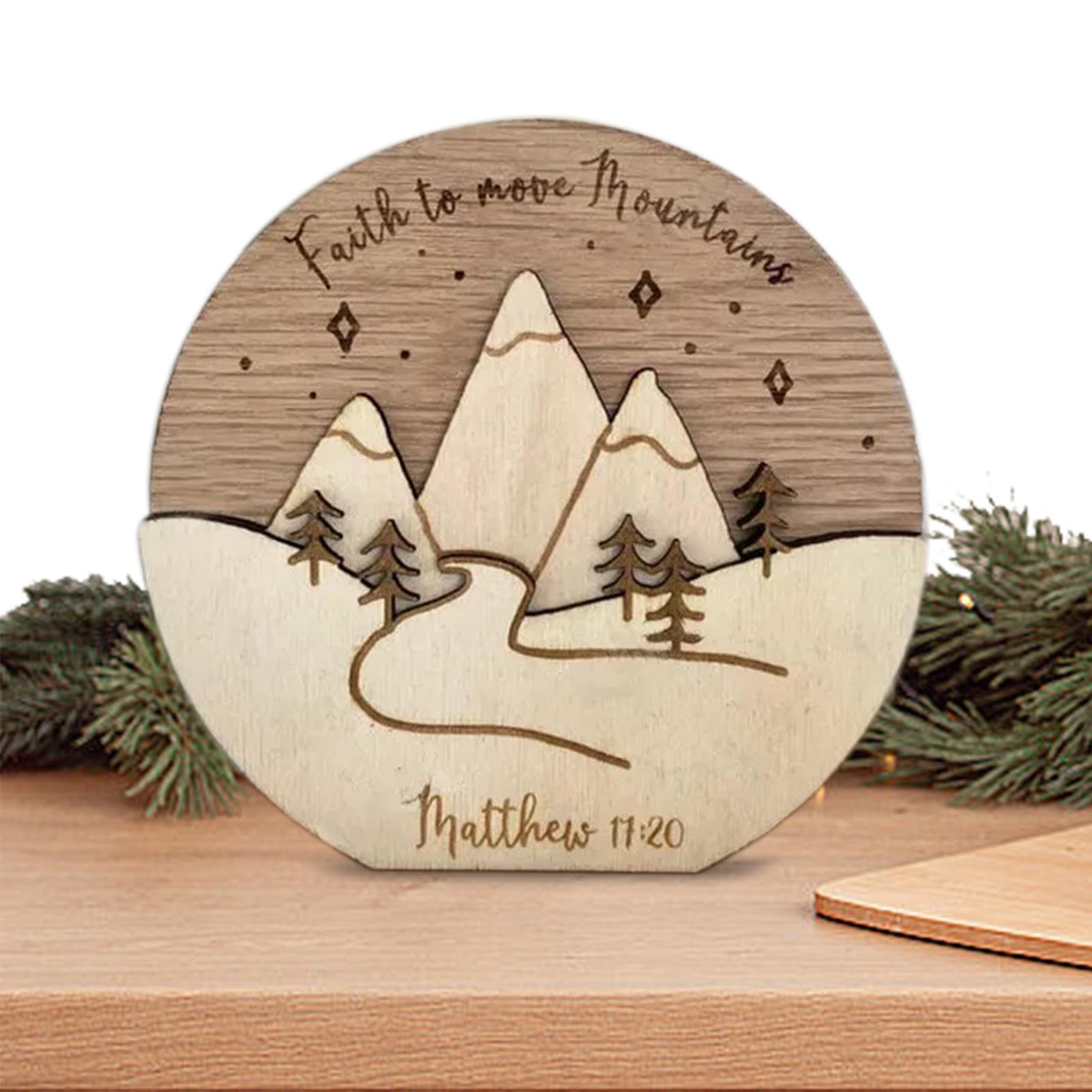 Panneau de table de Noël en bois deco de fête chic pour maison et bureau