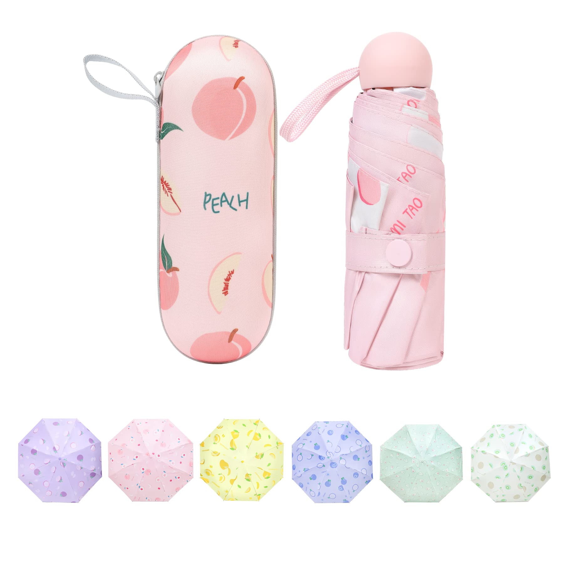 TIME LOVERMini Windproof Folding Travel Umbrella, Sun & Rain Umbrellas, Compact Portable for Women Men Multiple Colors