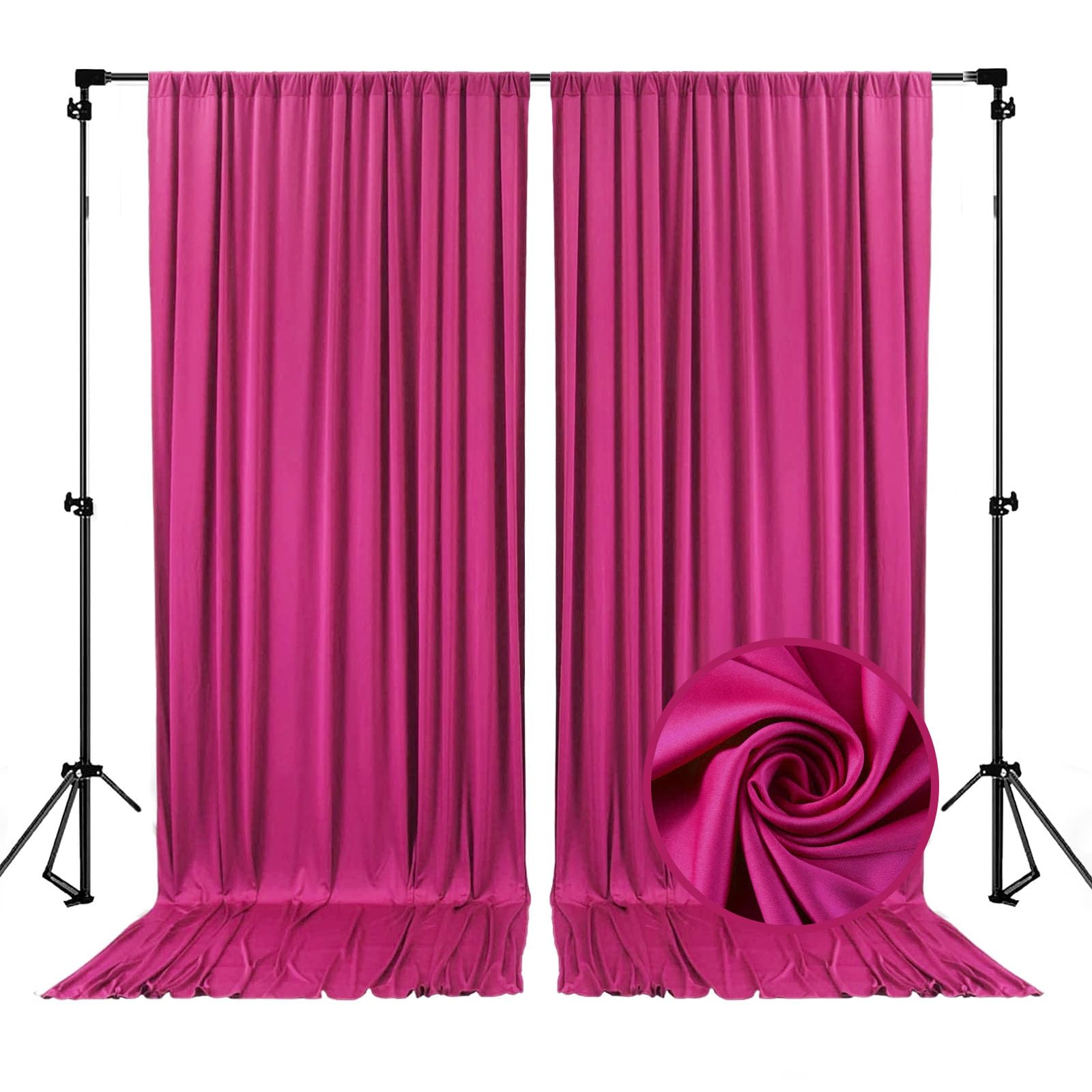 Photo 1 of 10 x 7 Feet Fuschia Backdrop Curtain for Partie, Background Curtains for Photoshoot, Birthday, Wedding, Halloween, Thanksgiving, Christmas, New Year Party Decorations 5Ft x 7Ft, 2 Panels