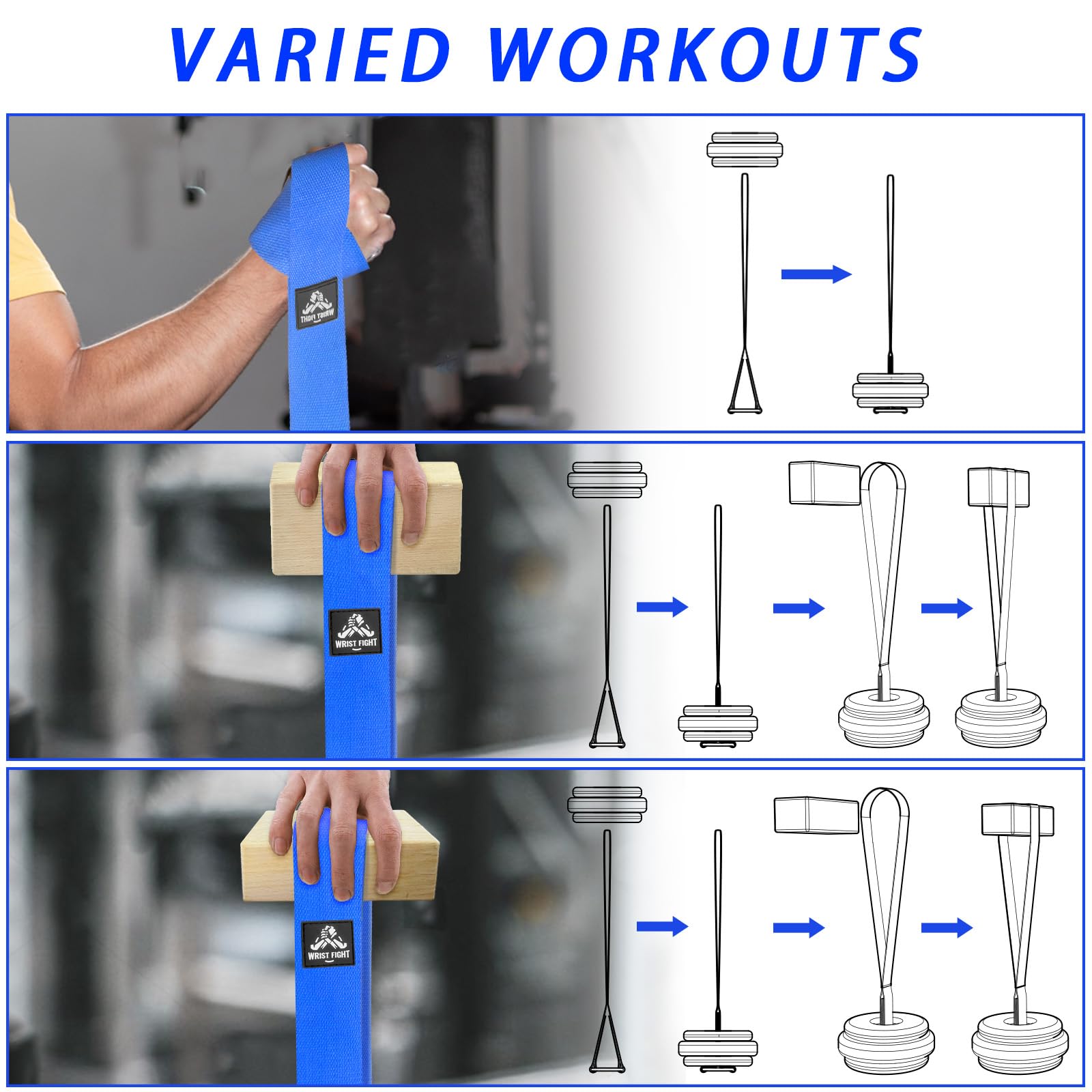 Pinch Grip Krafttrainer Set - Buchenholz Rechteck Block & Dual-Use Half Ball - mit verlängertem Gurt-Ladesystem für Hand-, Finger- & Armring-Training