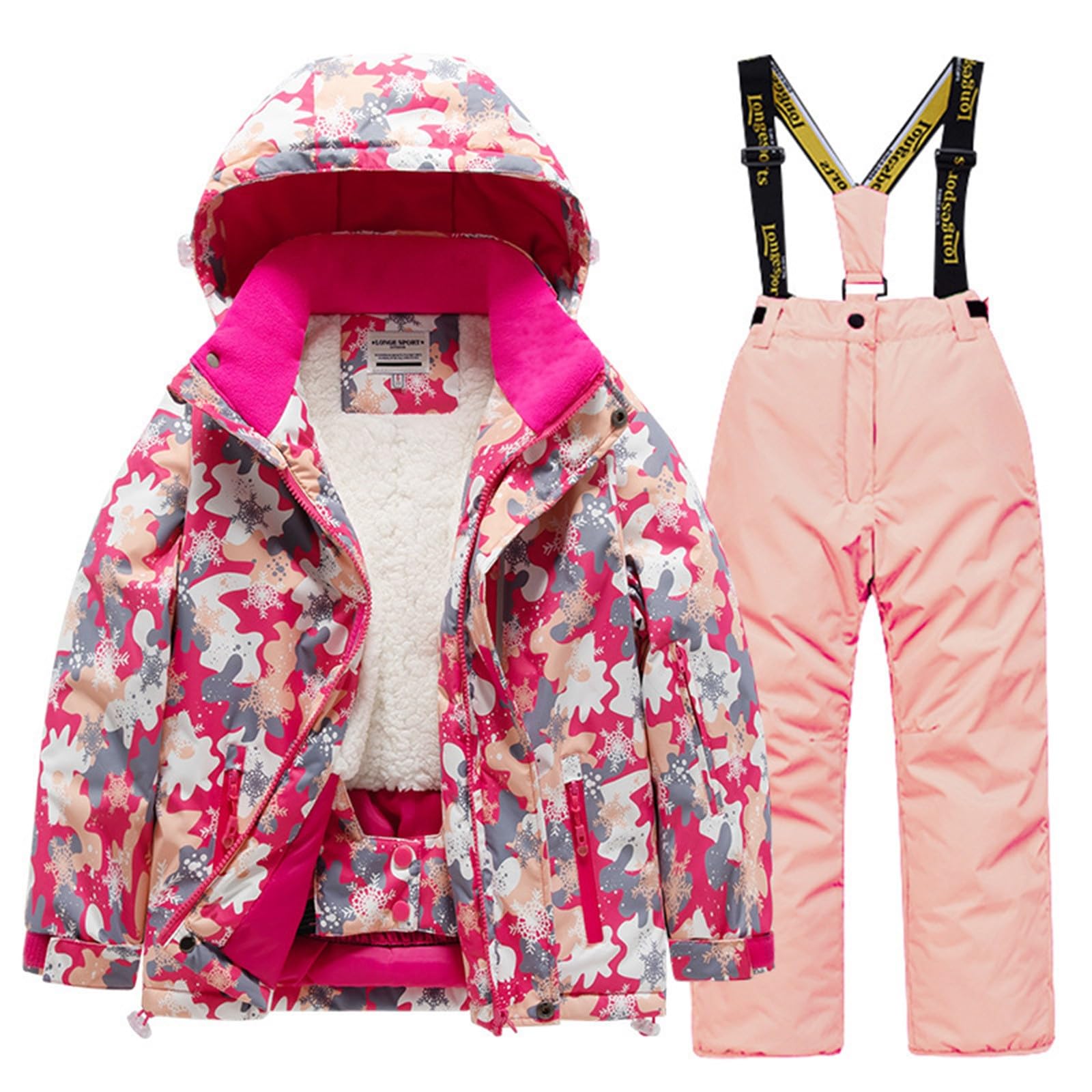 Skianzug Kinder Schneeanzug Mädchen Skianzug und Skihose 2 Teilig Set Jungen Schneeanzüge Warme Winterjacke Winddicht Bekleidungssets Dicke Skianzüge und Schneehose Zweiteiler