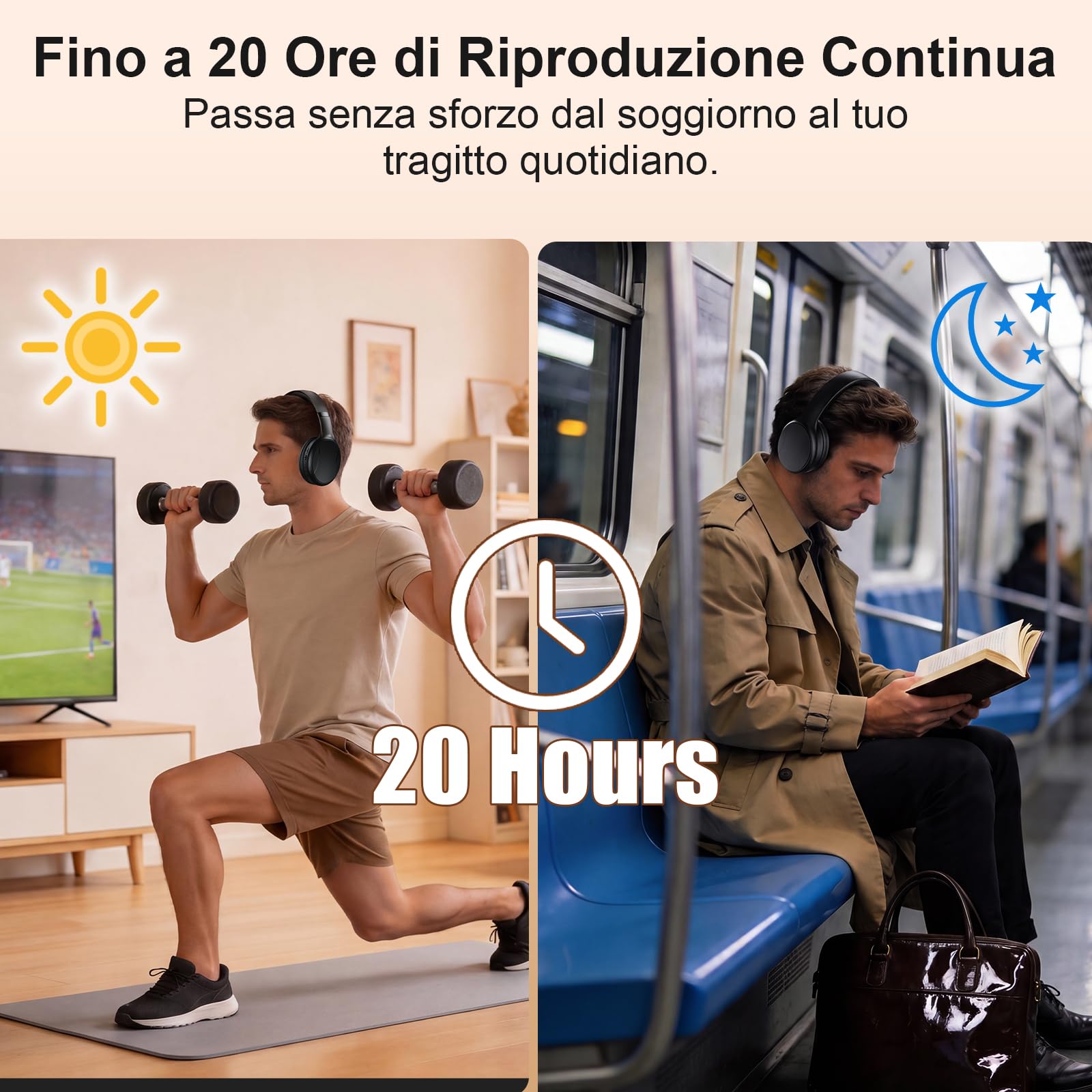 Cuffie Wireless per Guardare la TV, Doppia Modalità Bluetooth e 2.4G con Trasmettitore, Bassa Latenza 5 Preset EQ, Microfono Integrato per Dialogo Chiaro, Compatibile con Uscite Ottiche/Coassiali/AUX