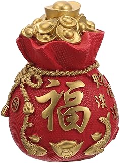 ibasenice Feng Shui Money Bag Resin Piggy Bank Golden Ingot Yuan Bao Money Bank Saving Coin Box Chinese Lucky Decorations for Chinese Spring Festival Supply