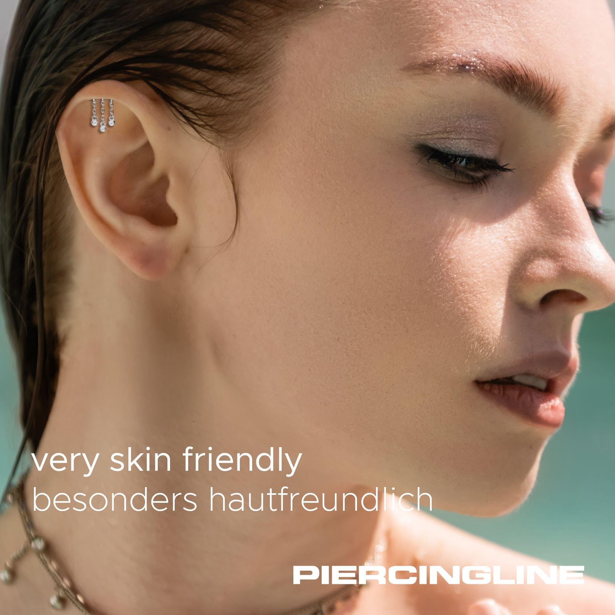 PIERCINGLINE Piercing Stecker 14 Gold Labret mit Innengewinde MOISSANIT-WINDSPIEL 585er Gold - Roségoldfarben, Goldfarben, Silberfarben