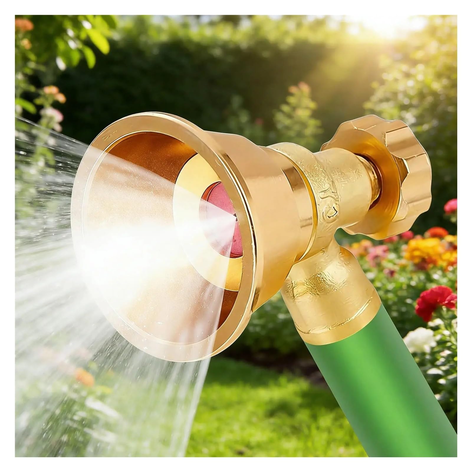 Boquilla de Manguera Agua latón, Accesorio pulverización jardín Ajustable Resistente for riego Plantas, Flores plántulas