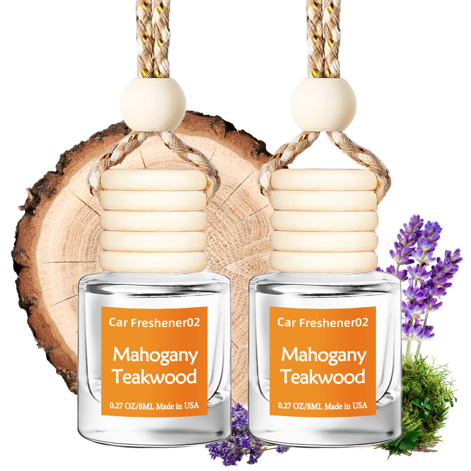 Hanging Car Air Freshener, Long Lasting Scent, Cute Air Fresheners for Women, 2 Pack Non-Toxic Essential Oil Diffuser, Made in USA