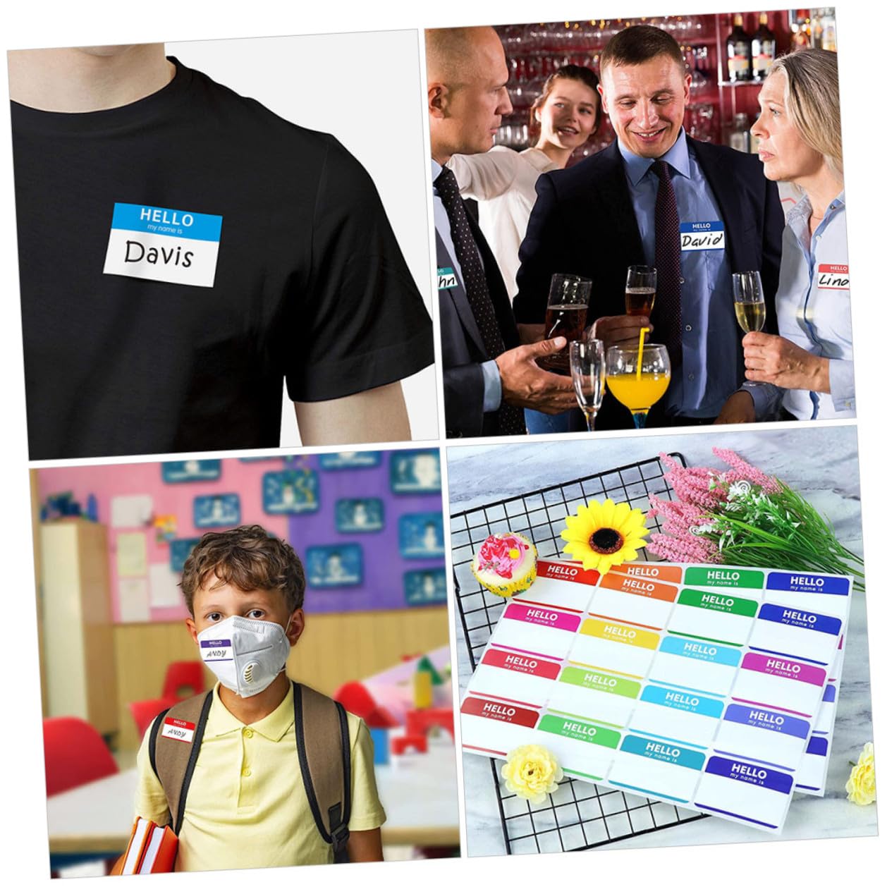 jojofuny 80 Blatt Bunte Namensetiketten Farben Selbstklebend mit Beschreibbaren Aufklebern für Schule Büro Zuhause Praktische Mehrzweck Label zur Einfachen Kennzeichnung und Organisation
