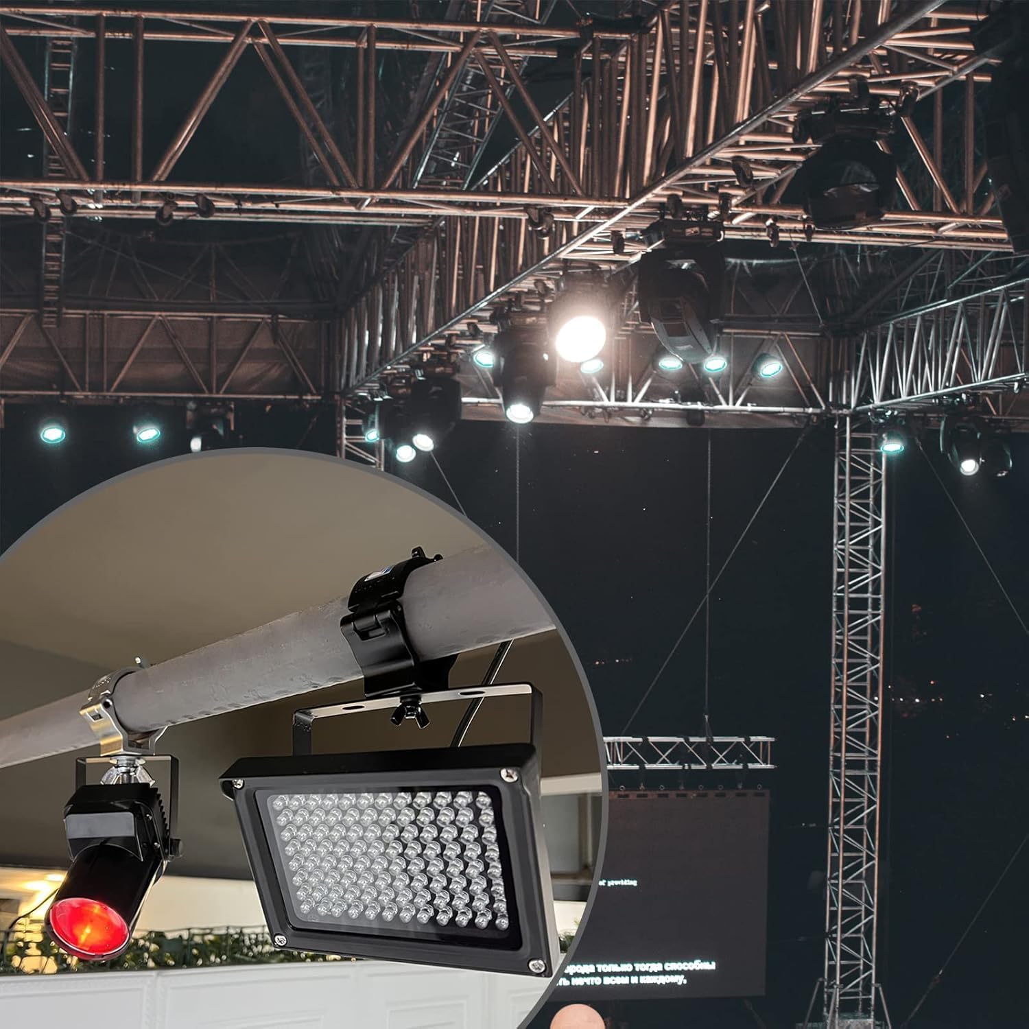 12 Ganci Professionali in Alluminio Nero per Truss 48-52mm - Attacco Rapido per Luci Palco, Eventi e DJ