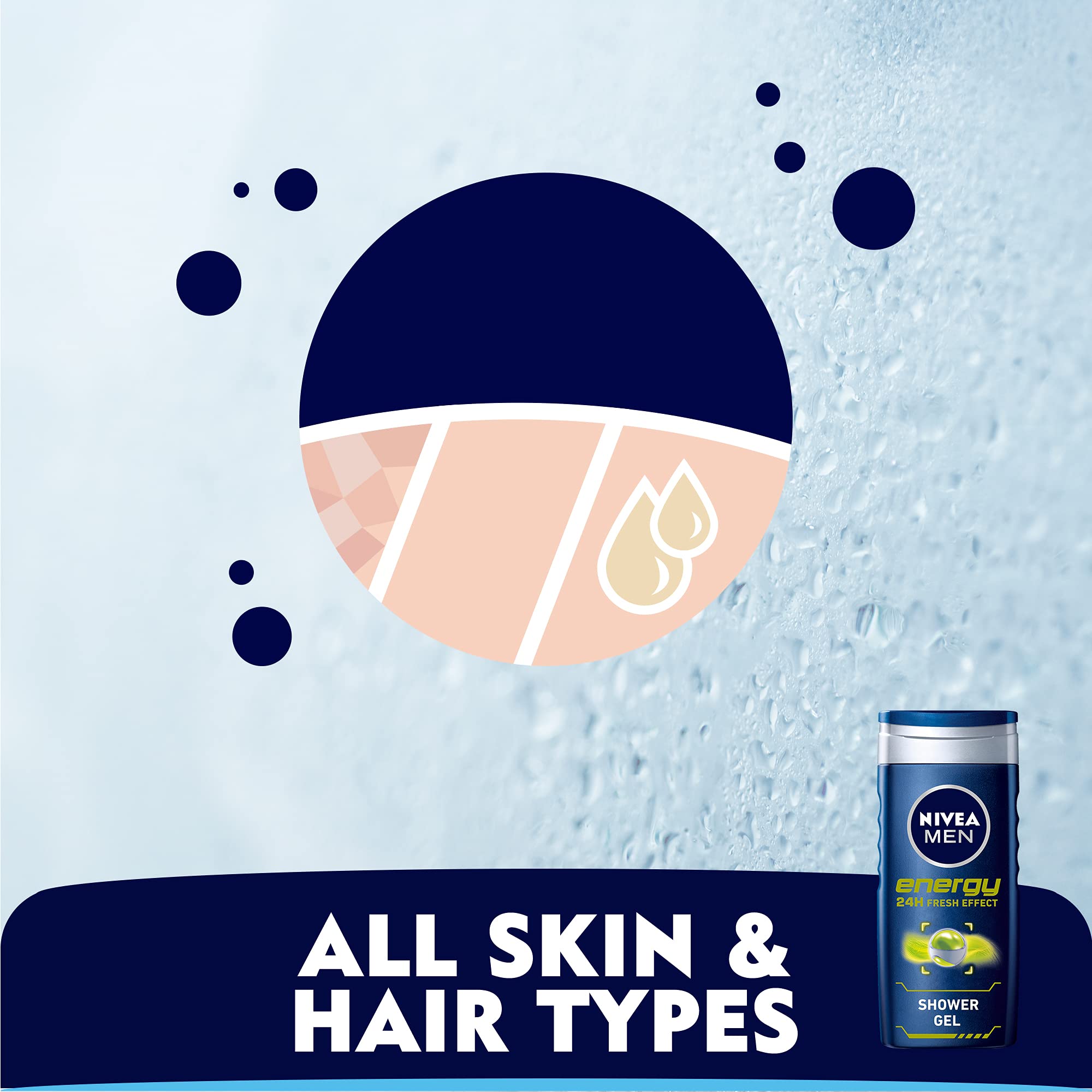 NIVEA MEN Energy Shower Gel 250ml – Revitalising Body Wash & Shampoo for Men with an Invigorating Citrus-Fresh Scent, Rich Lather Cleans Body and Hair for an Energising, Refreshing Shower