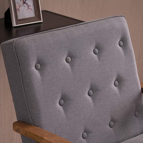 Miniatura 4 de Silla decorativa tapizada con brazos, sofá individual de tela moderna, muebles cómodos para sala de estar (tela gris)
