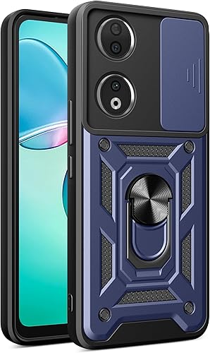 Funda compatible con Honor X7, lente deslizante a prueba de golpes, compatible con Honor Play 30 Plus, funda con anillo y soporte 2 en 1, funda LAN