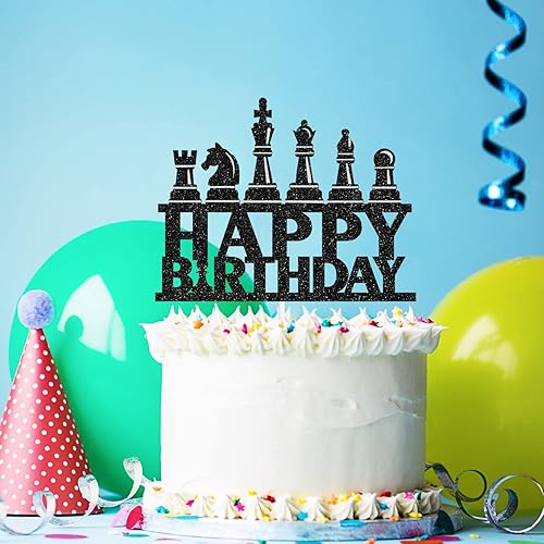Miniatura 3 de Decoración de pastel de cumpleaños de ajedrez amante del ajedrez jugador de ajedrez feliz cumpleaños pastel decoración