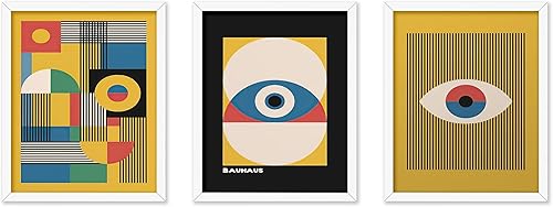 Miniatura 32 de Poster Master Juego de 3 pósteres Bauhaus - Imprimir geométrico - Arte de puntos de colores - Arte de formas geométricas - Regalo para hombres y