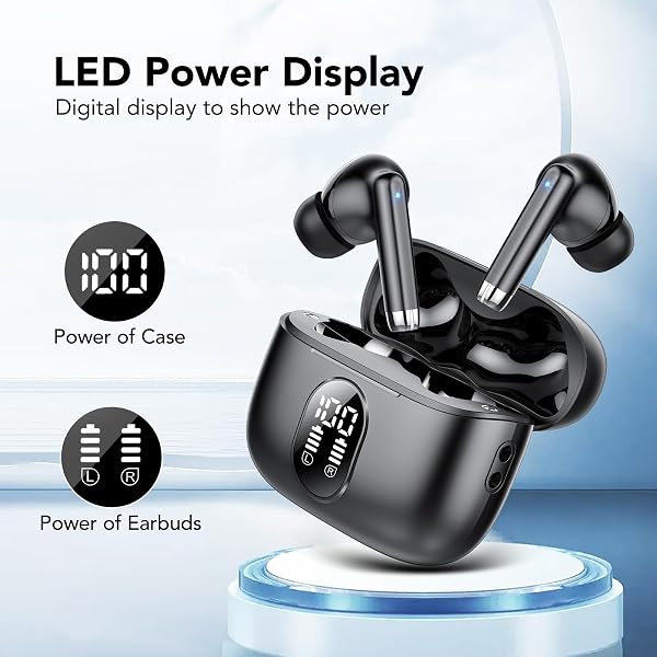 2026 Nuevo Auriculares Bluetooth, Auriculares Inalambricos Bluetooth 5.4 HiFi Estéreo con 4 ENC Mic, 40H Cascos Inalambricos Bluetooth con Pantalla, Audifonos Inalambricos para Android iOS, Negro Puro - 4