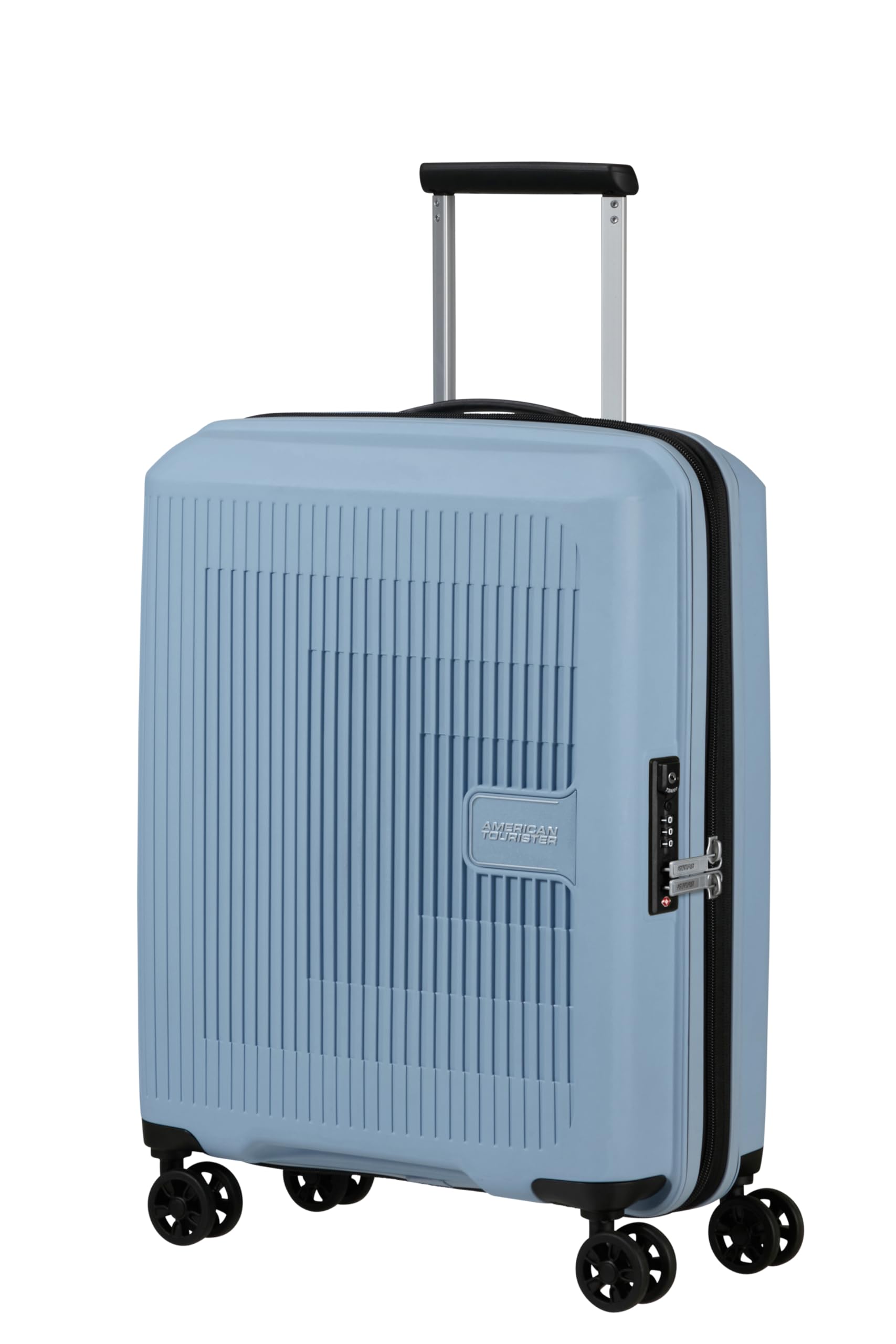 American Tourister Aerostep - Spinner S, Erweiterbarer Handgepäck, 55 cm, 36/40 L, Grau (Soho Grey)