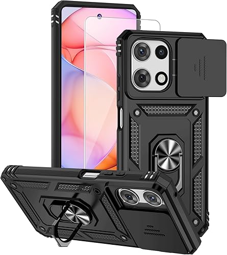 Funda para Motorola Moto G Play 2026, Moto G 2026, Moto G 2025 con Protector de Pantalla de Vidrio Templado, Cubierta de Lente de Cámara Integrada y