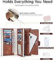 Vista 15 de BOSTANTEN - Cartera de piel auténtica para mujer con bolsillo con cremallera), BL3162011Kcoffee C-Naranja Marrón