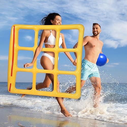 Miniatura 3 de Tic-Tàc-Toé - Juguete inflable para piscina  Juego de lanzamiento de agua con 10 bolas  Flotadores de piscina juguetes  Actividades inflables de