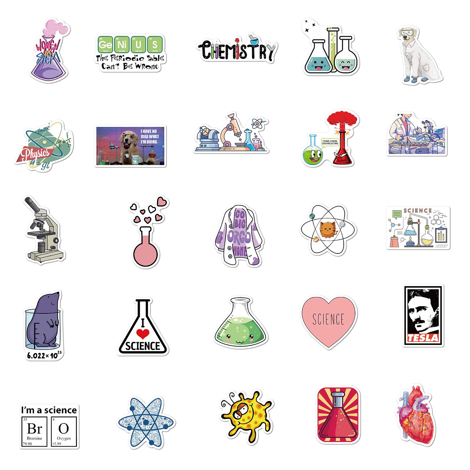 50PCS Laboratory Physics Stickers for Laptop Water Bottle Bike Car Luggage Computer Guitar Notebook Helmet Refrigerator,Science Laboratory Graffiti Waterproof Decals for Teenage Kids Adults - Image 3