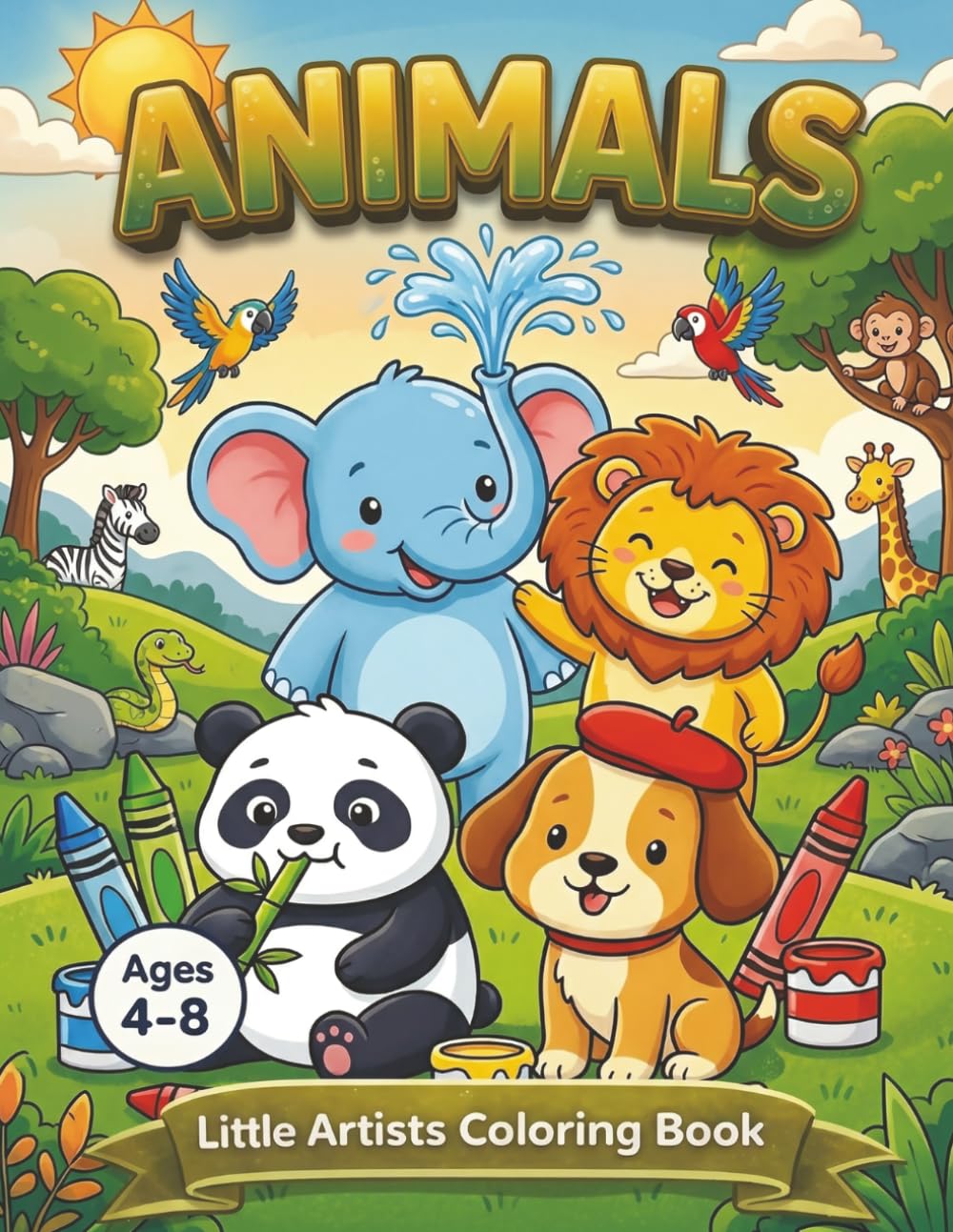 Little Artists Coloring Book – Animals: 30 Cute and Easy Coloring and activity Pages for Kids Ages 4–8 (Little Artists Coloring & Activity Series)