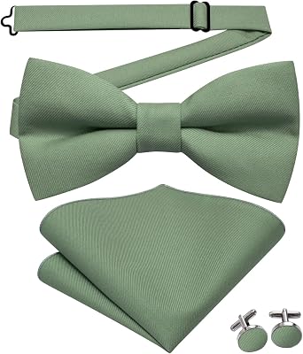 Hi-Tie Bow Ties for Men Pre-Tied Pocket Square with Cufflinks Mens Bowtie Sets for Wedding Formal Party