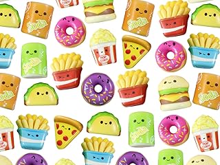 Curious Minds Busy Bags 24 Cute Micro Food Slow Rise Squishy Toys - Mini Memory Foam Party Favors, Prizes, OT (Random Selection)