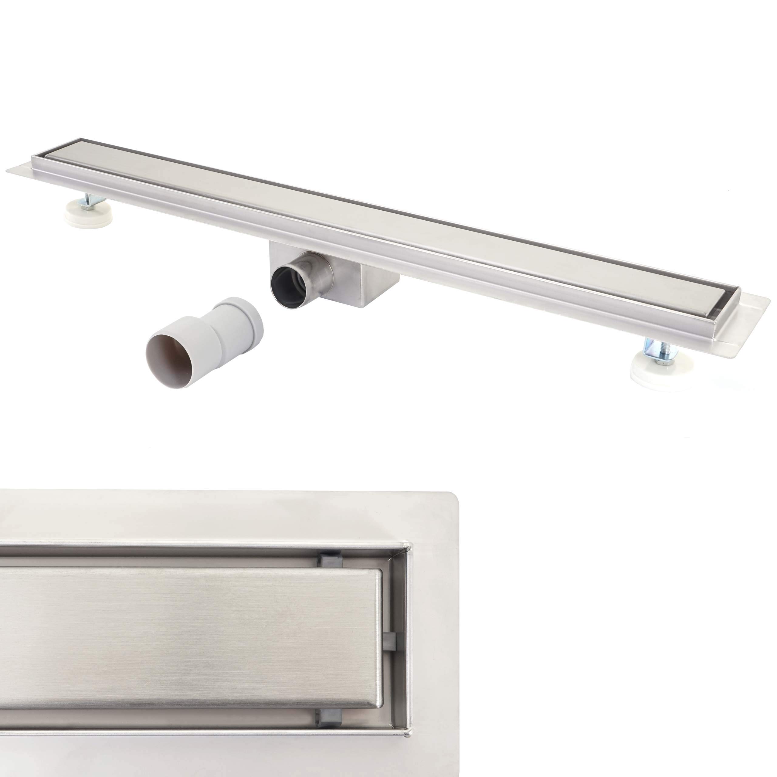 Mendler HWC-D94d - Canaleta para desagüe de ducha (acero inoxidable, 50-120 cm)