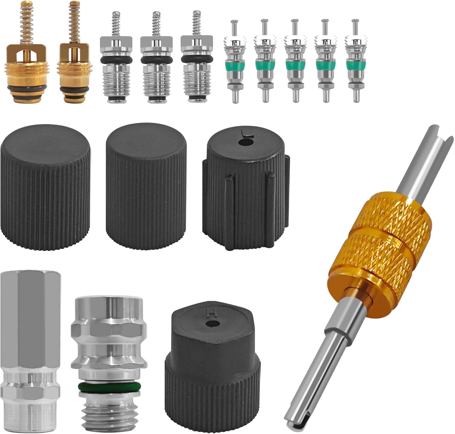 Kit de 17 Piezas de Núcleo de Válvula para Aire Acondicionado R12 o R134a