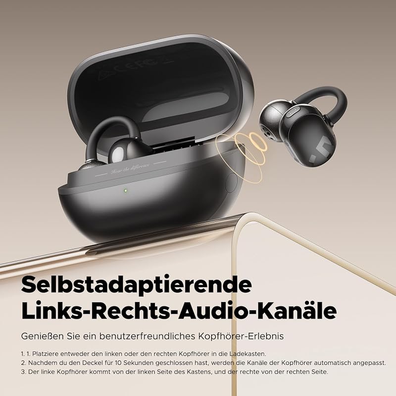 SoundPEATS POP Nyitott Vezeték Nélküli Fülhallgató, Könnyű Bluetooth 5.4, 30 Órás Üzemidő, Csíptethető, IPX5 Vízálló, Sportoláshoz, Futáshoz