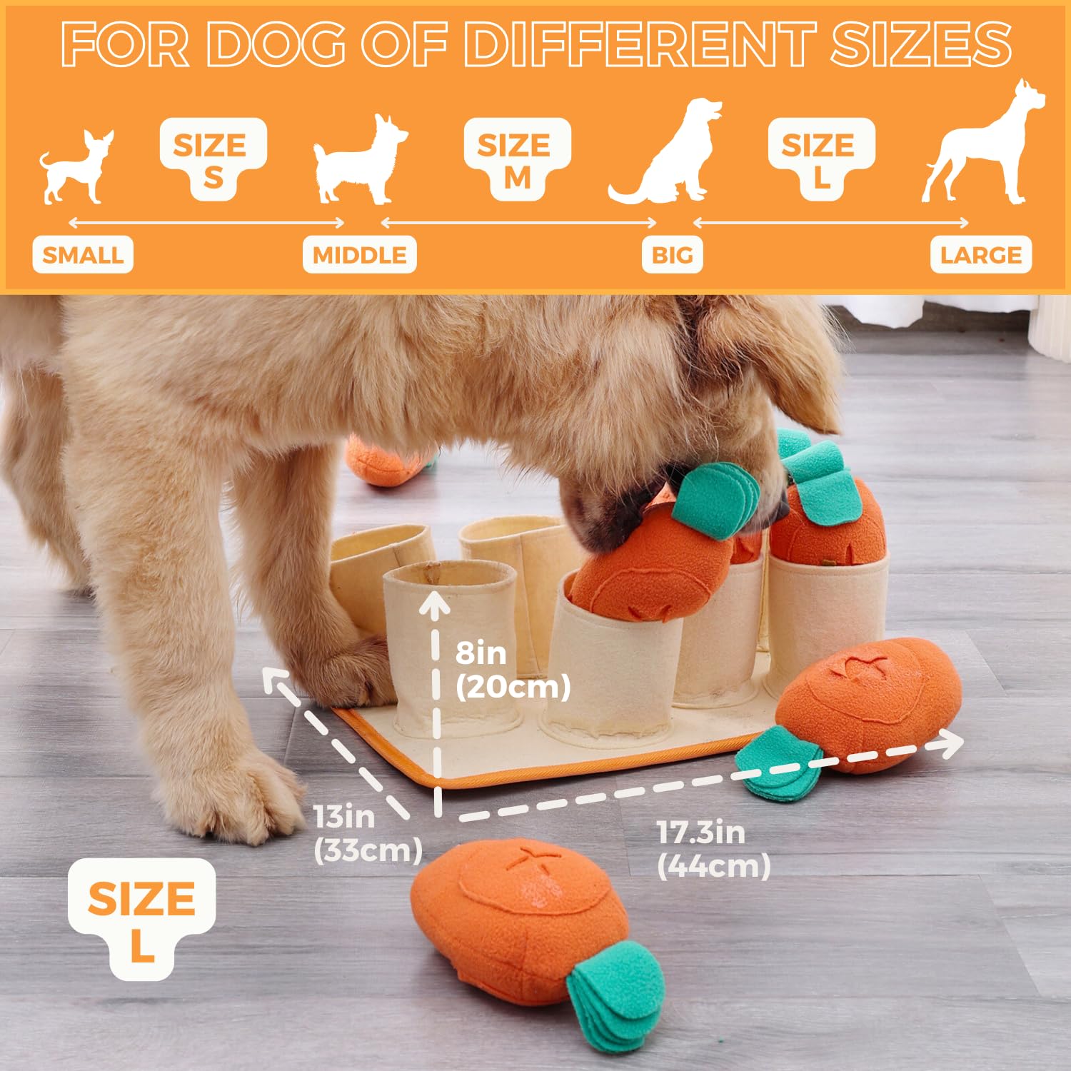 FOSSA Tapis à renifler pour chien, grand tapis d'alimentation avec 8 carottes, jouet puzzle