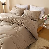 Vista 284 de Luxlovery - Juego de edredón azul neblina, tamaño matrimonial, minimalista, azul polvoriento, edredones de algodón suaves y transpirables, azul