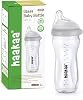 Biberón de vidrio natural Gen.3 haakaa, 6.3 oz/180 ml, cuello ancho, tetina de flujo variable anticólicos para bebés amamantados de 6m+, esenciales para recién nacidos, sin BPA, 1 unidad 1