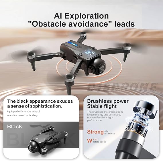 Drone with Dual 1080P Camera for Adult Beginner,One-Key Return,RC Quadcopter,Gesture Control, 360° Obstacle Avoidance,Altitude Hold,BL Motor,LED light,2 Batteries Ultra-Light 68g