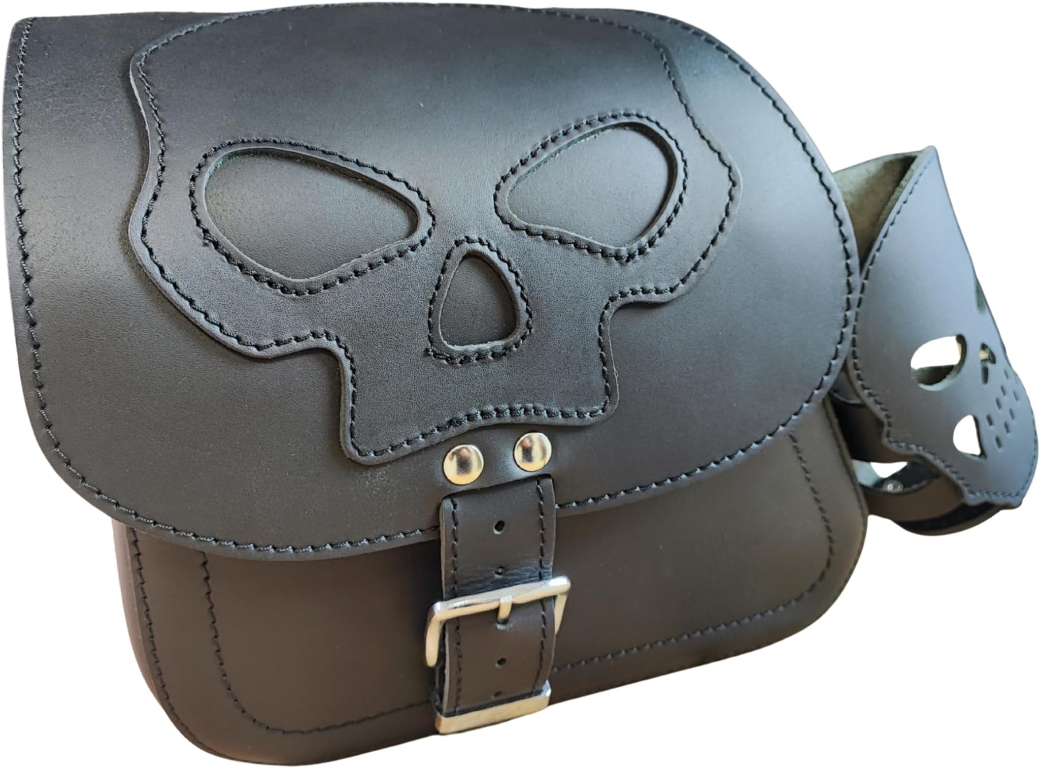 Dyna Sull Black Swing Bag compatible with Harley Davidson Skull Swing Arm Street Bob Dyna Wide Glide Sportster HD Black Orletanos
