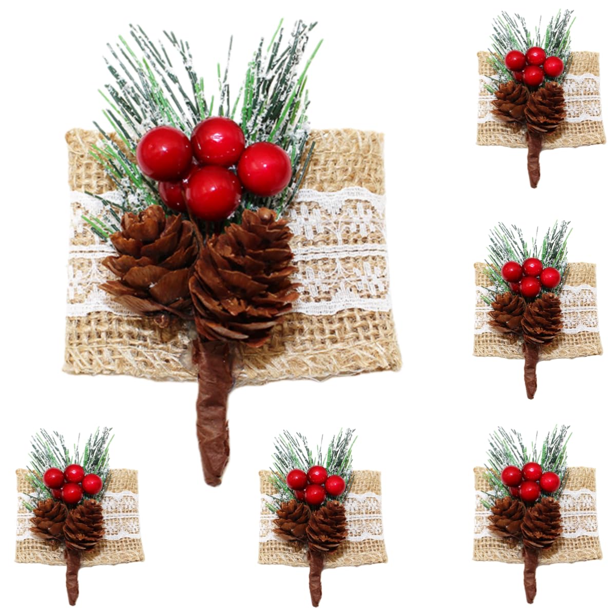 Réutilisable Lot de 100 Ronds De Serviette Personnalisés en Lin Tissé a Motif De Pommes De Pin pour Mariages Fêtes Et Banquets D'Hôtel Rouge Et Marron