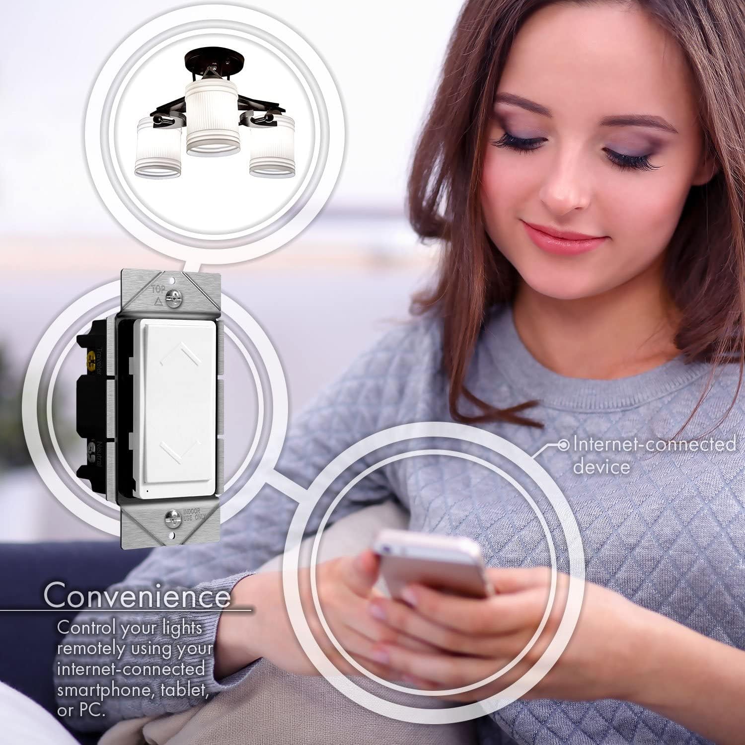 Z-Wave Plus Dimmer Switch - Smart Dimmer with Energy Monitor, Neutral Wire Required, Works with Alexa