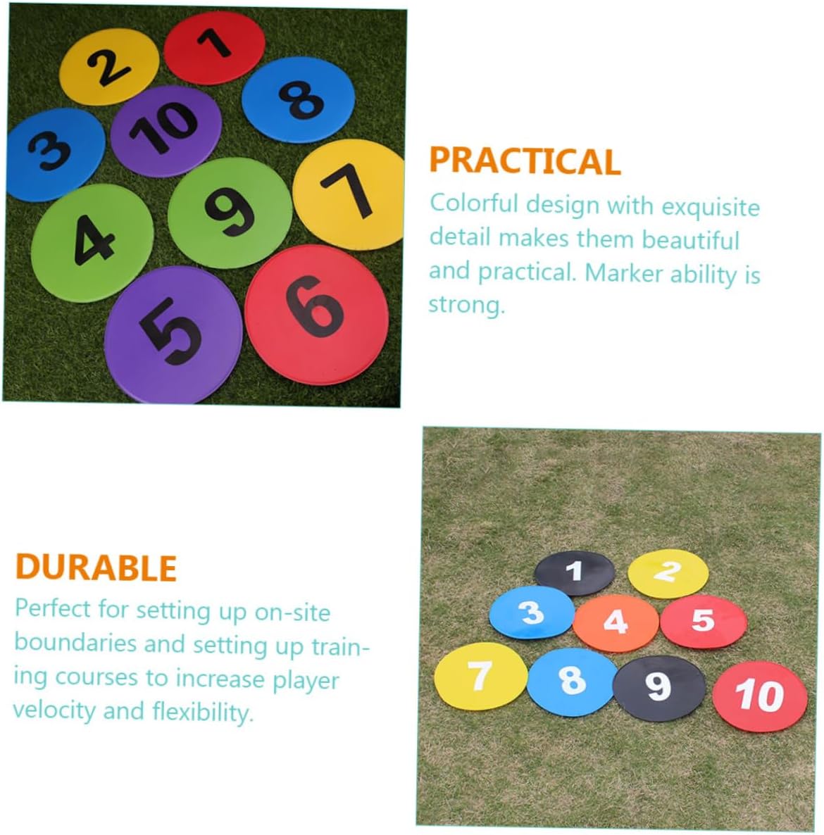 SUPVOX 10pcs Soccer Training Sign Discs Non- Markers for Agility Drills Random Colors for Football Basketball and Sports Training Activities