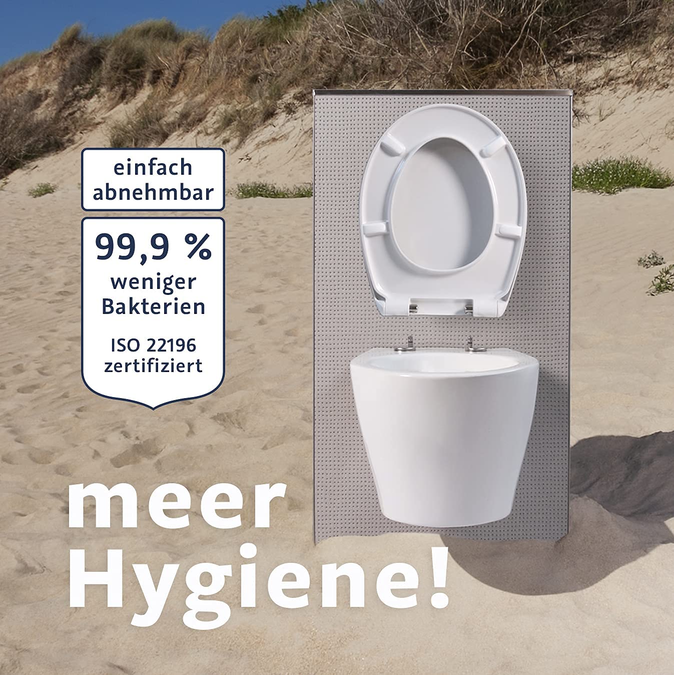 WC Sitz Isar oval | Toilettendeckel mit Absenkautomatik und abnehmbar | Antibakterielle Klobrille aus Duroplast und rostfreiem Edelstahl | Toilettensitz weiß | Premium toilet seat